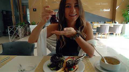 Nadine eating waffles