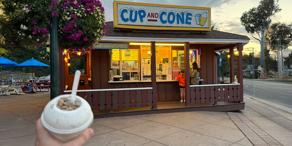 Ice cream cone at a small ice cream stand in Minnesota